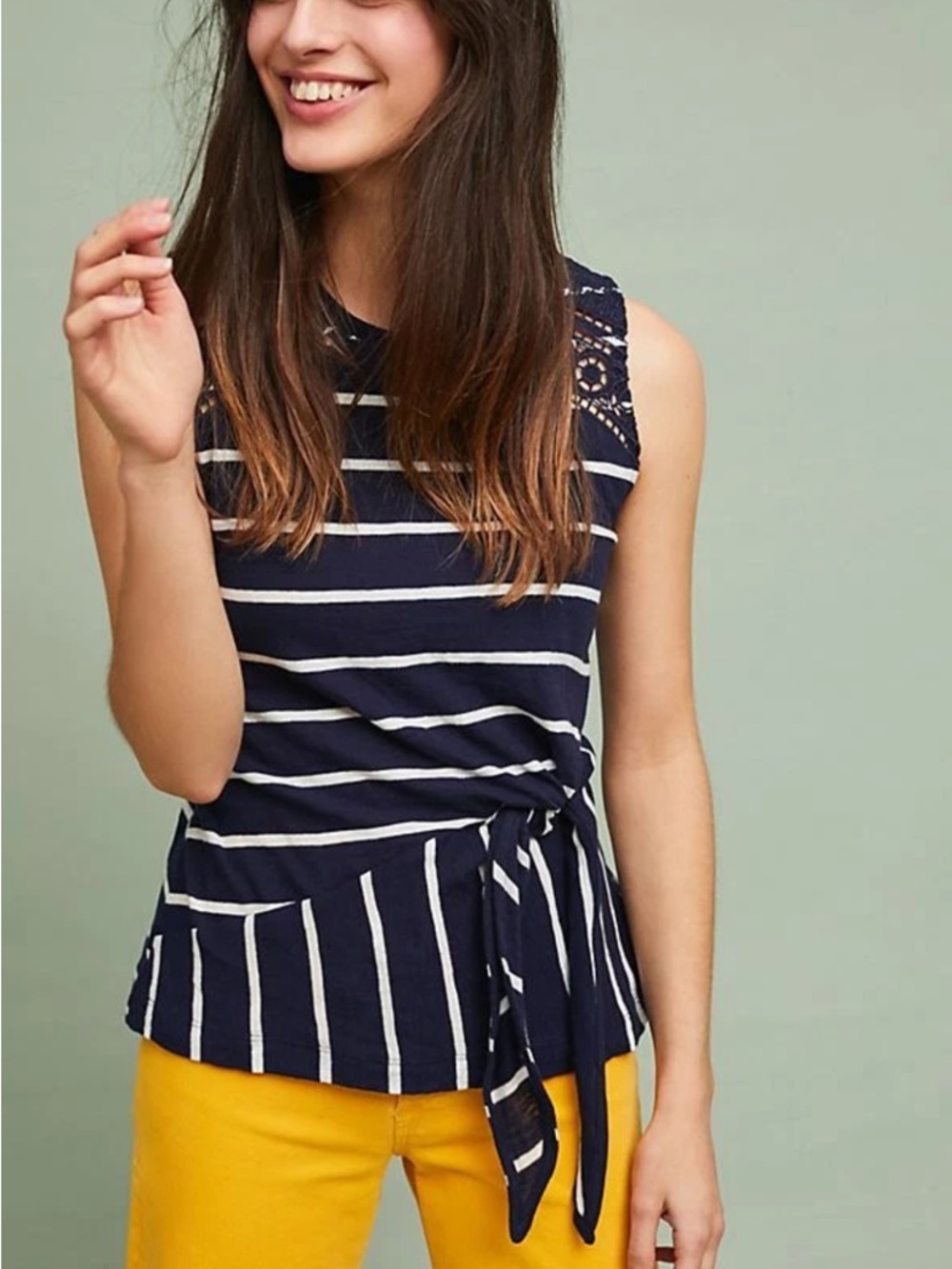 Anthropologie Postmark Striped Cotton Sleeveless Top Preppy Nautical Coastal M